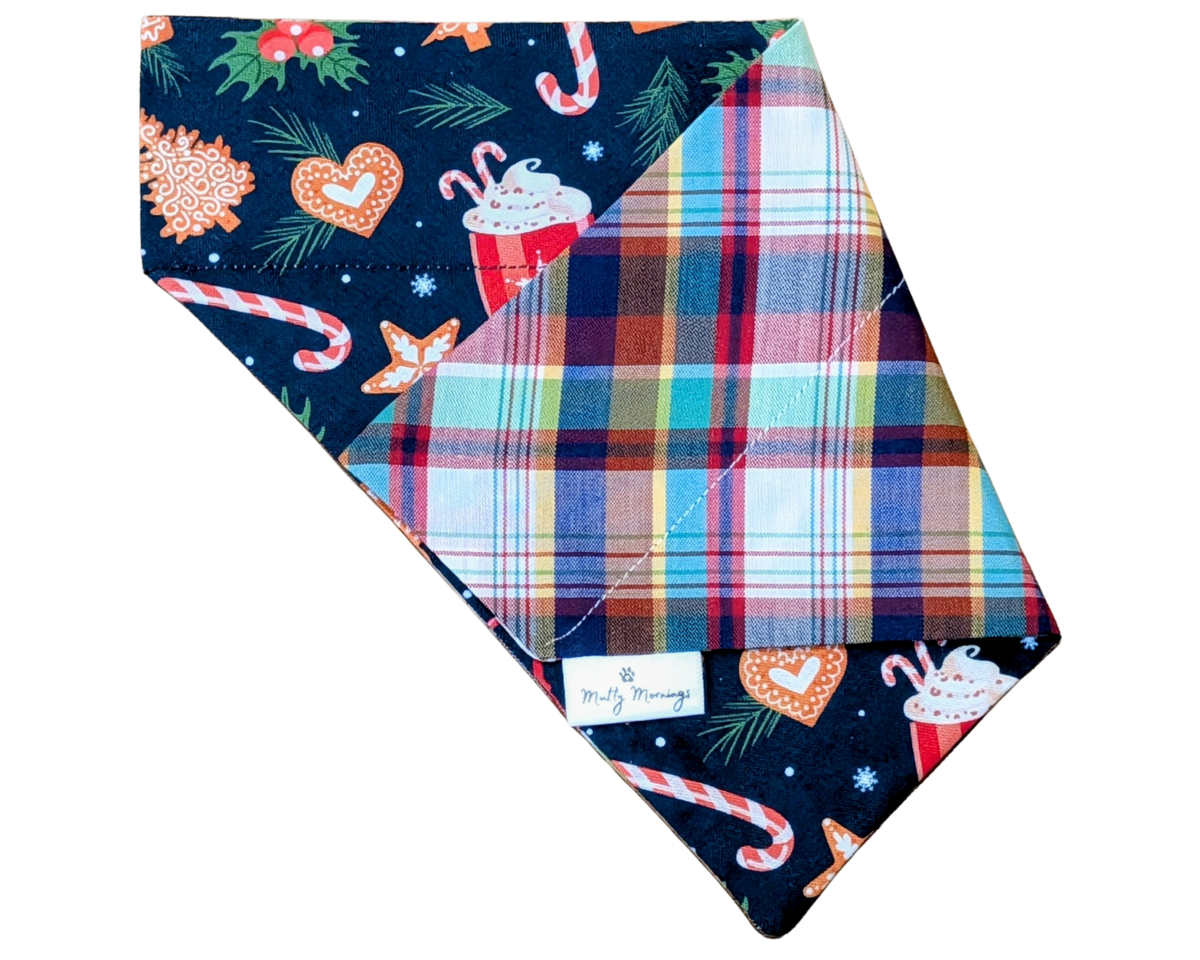 Cozy Christmas Plaid Reversible Pet Bandana - Mutty Mornings