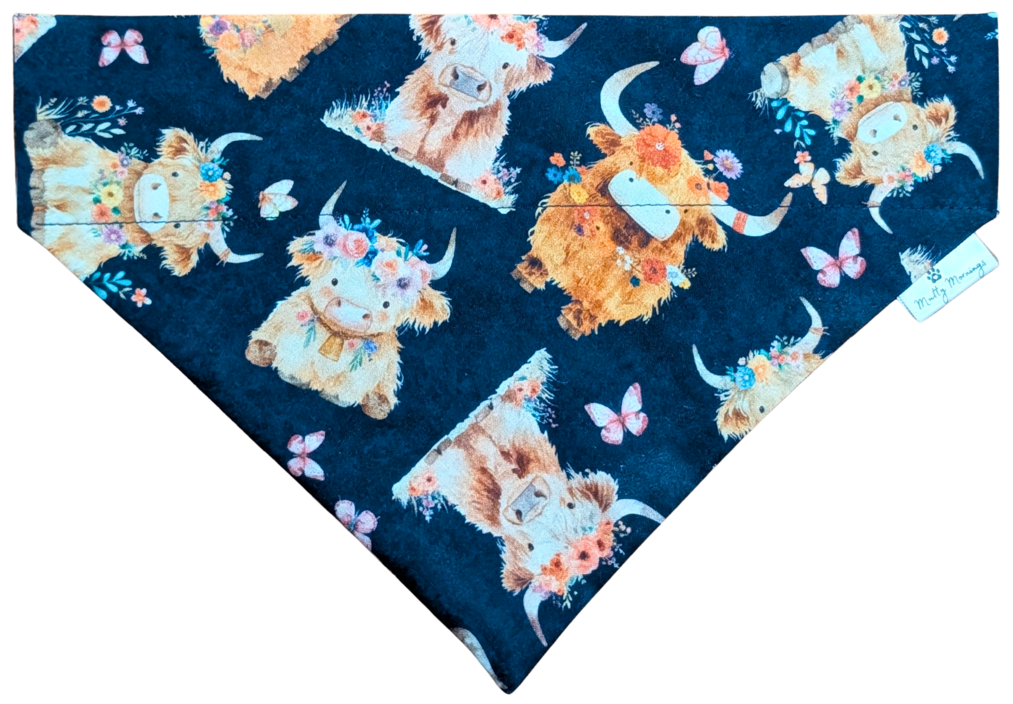 Flower Crown Highland Cow Pet Bandana - Mutty Mornings