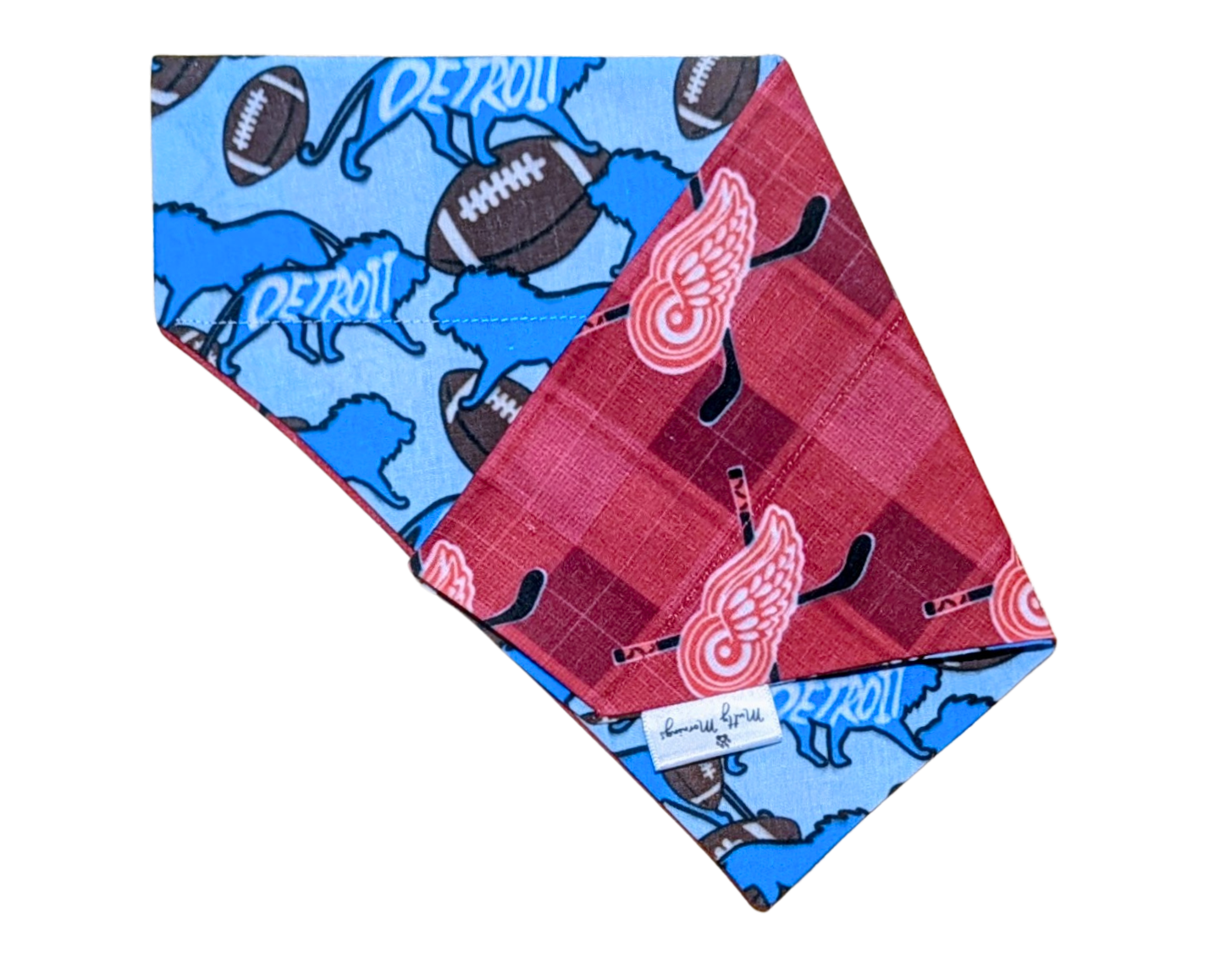 Lions of Detroit & Red Wings Plaid Reversible Pet Bandana - Mutty Mornings