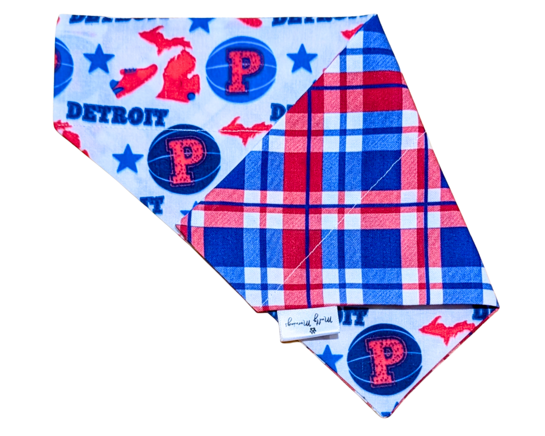 Pistons Plaid Reversible Pet Bandana - Mutty Mornings