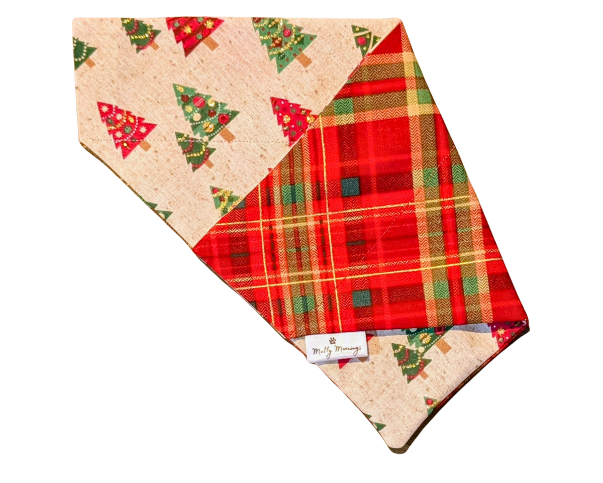 Twinkle Trees Plaid Reversible Pet Bandana - Mutty Mornings