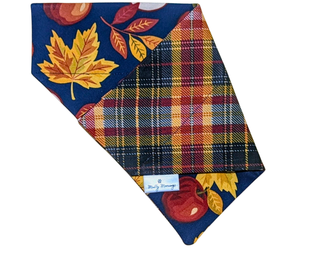 Apple Orchard &amp; Bonfire Plaid Reversible Pet Bandana - Mutty Mornings