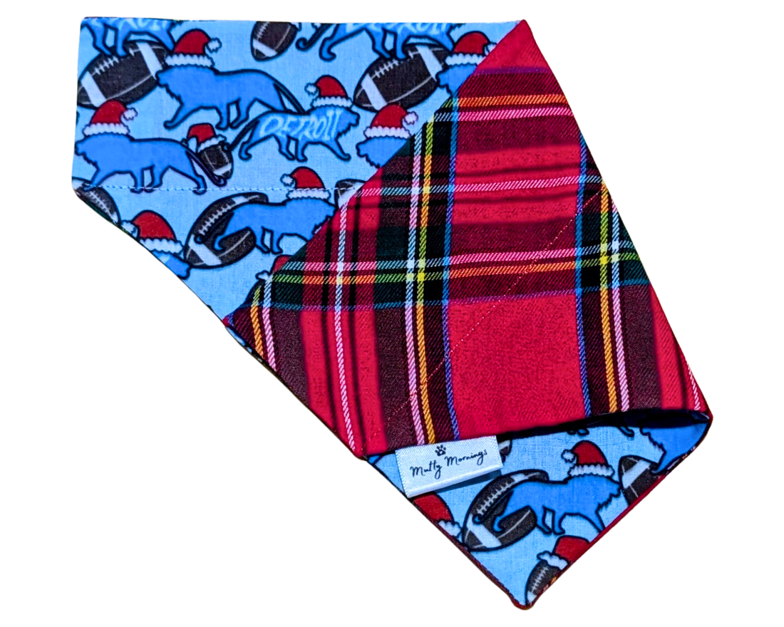 Christmas in Detroit Plaid Reversible Pet Bandana - Mutty Mornings