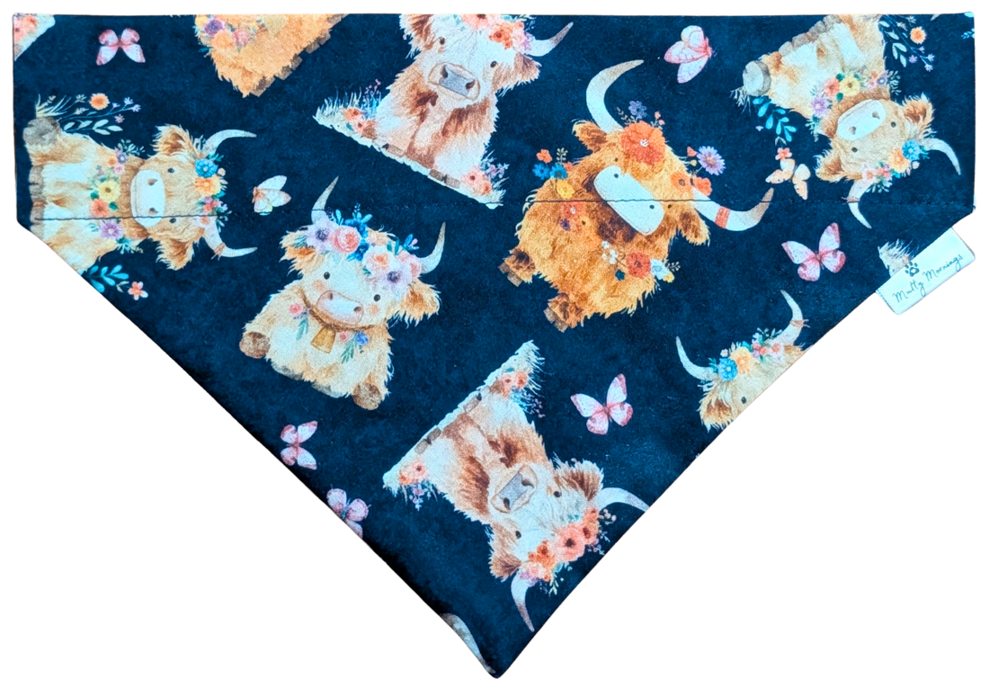 Flower Crown Highland Cow Pet Bandana - Mutty Mornings