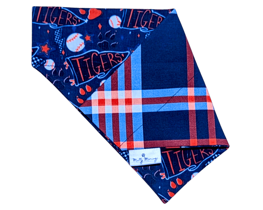 Go Tigers Plaid Reversible Pet Bandana - Mutty Mornings