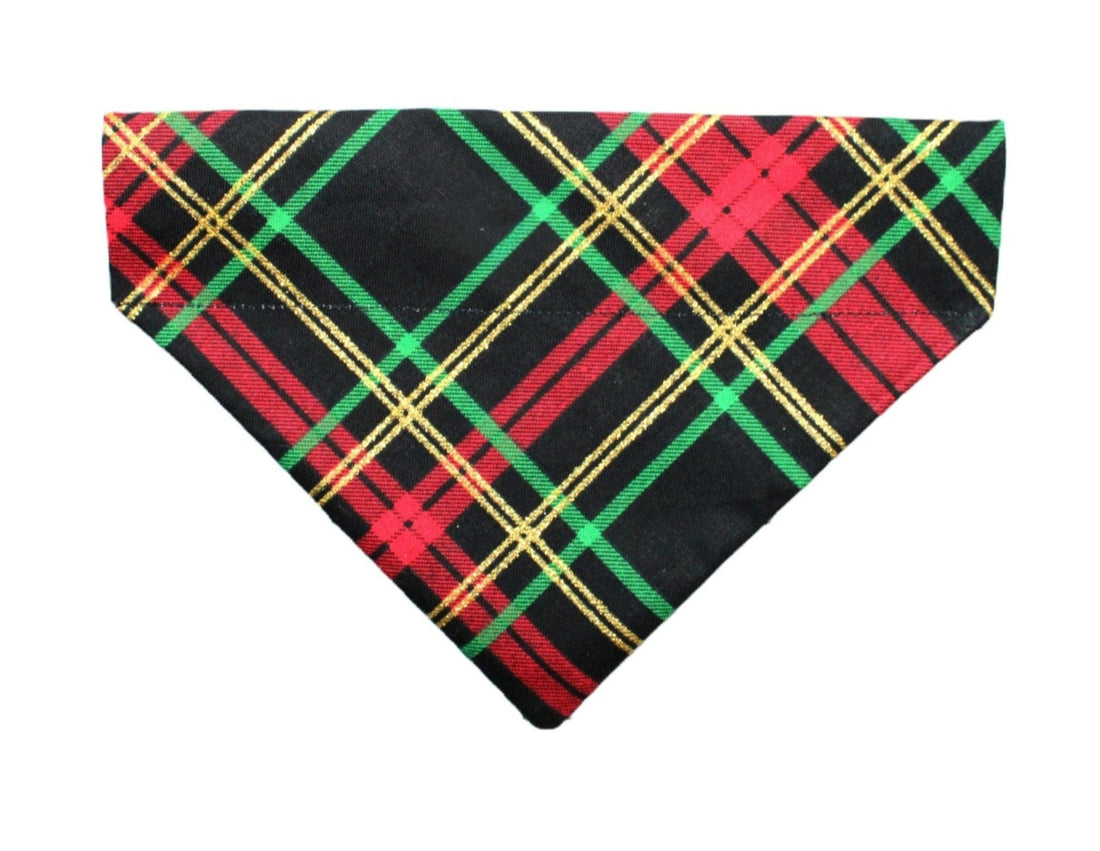 Gold Christmas Plaid Pet Bandana - Mutty Mornings