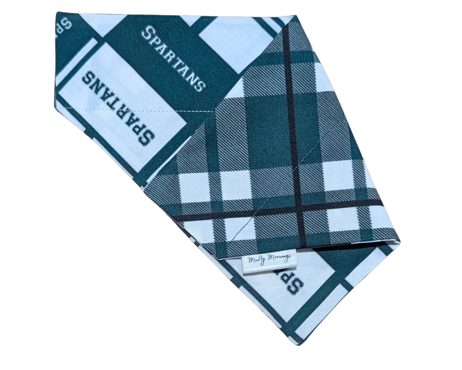 Michigan State University Plaid Reversible Pet Bandana - Mutty Mornings