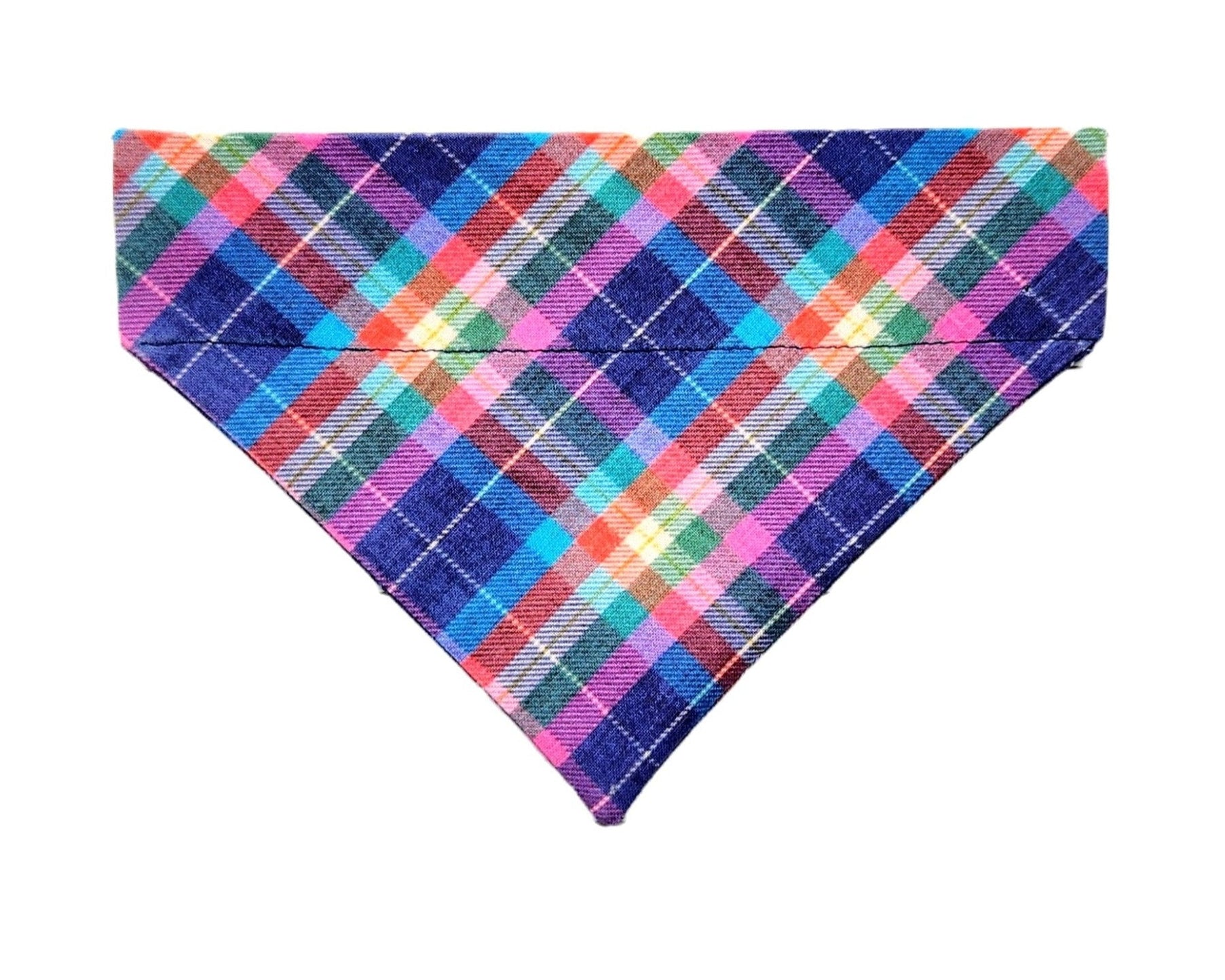 Navy And Pink Plaid Pet Bandana - Mutty Mornings