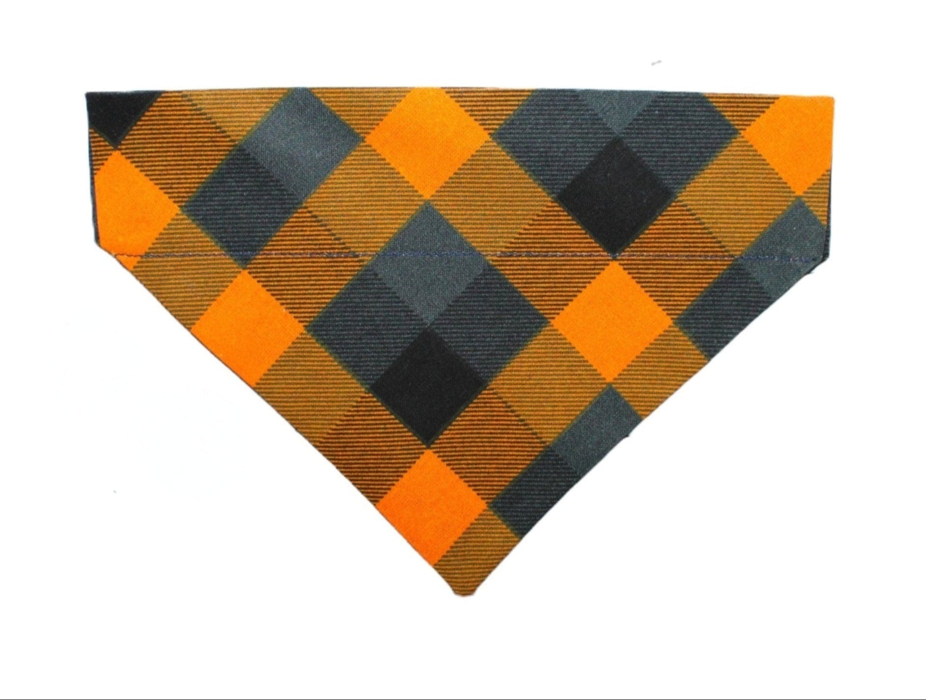 Orange and Navy Plaid Pet Bandana - Mutty Mornings