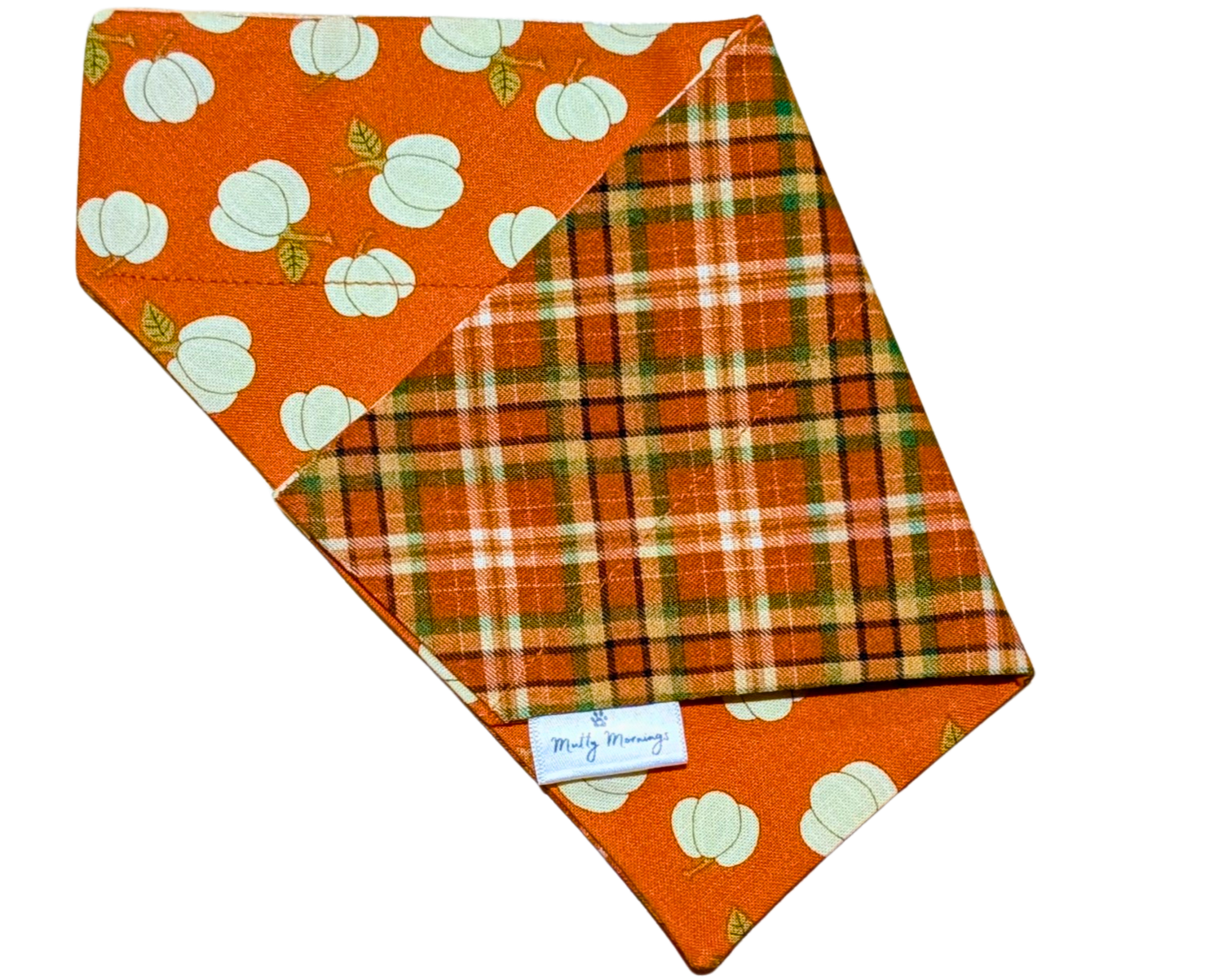 Pumpkin Patch Plaid Reversible Pet Bandana - Mutty Mornings