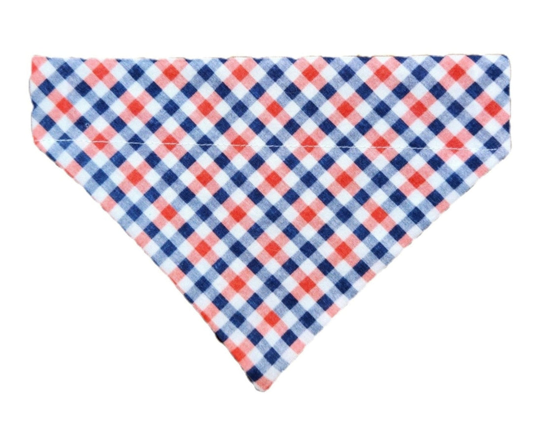 Red White And Blue Plaid Pet Bandana - Mutty Mornings