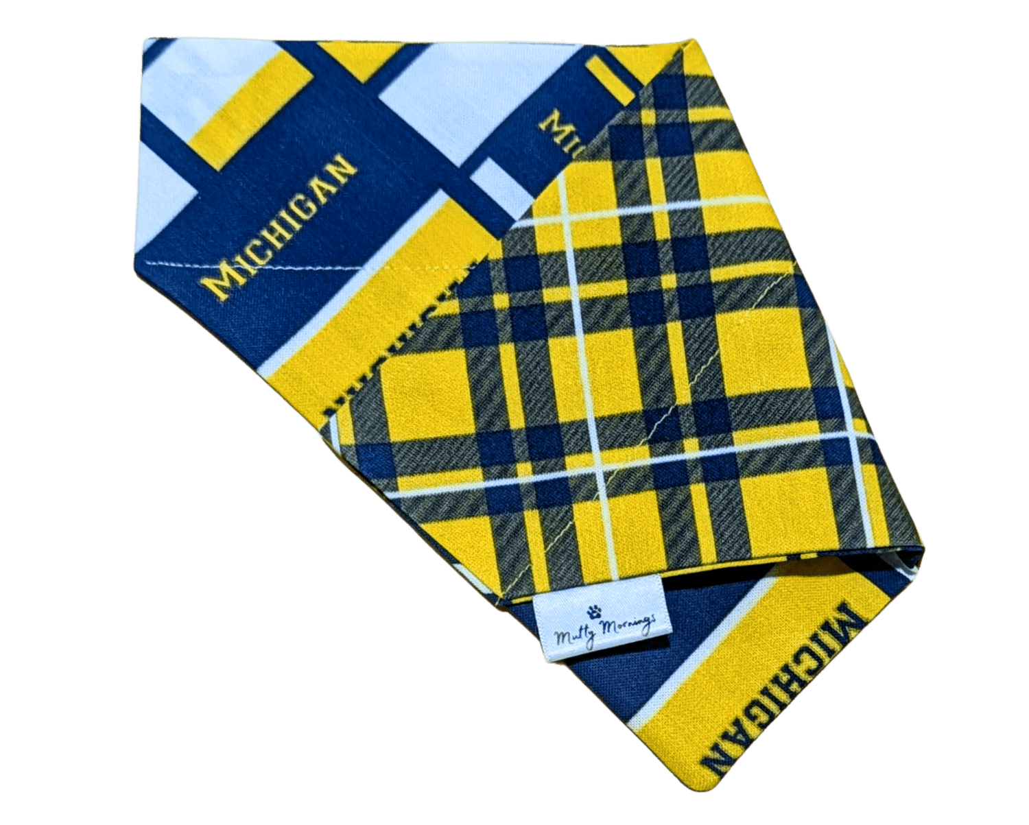 University of Michigan Plaid Reversible Pet Bandana - Mutty Mornings